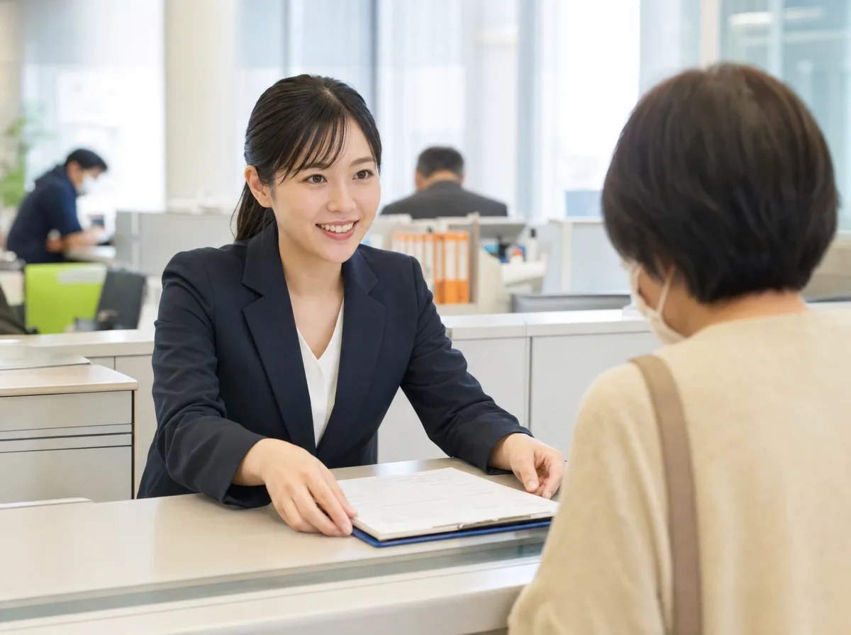 行政窓口で住民対応をしながら記録する様子