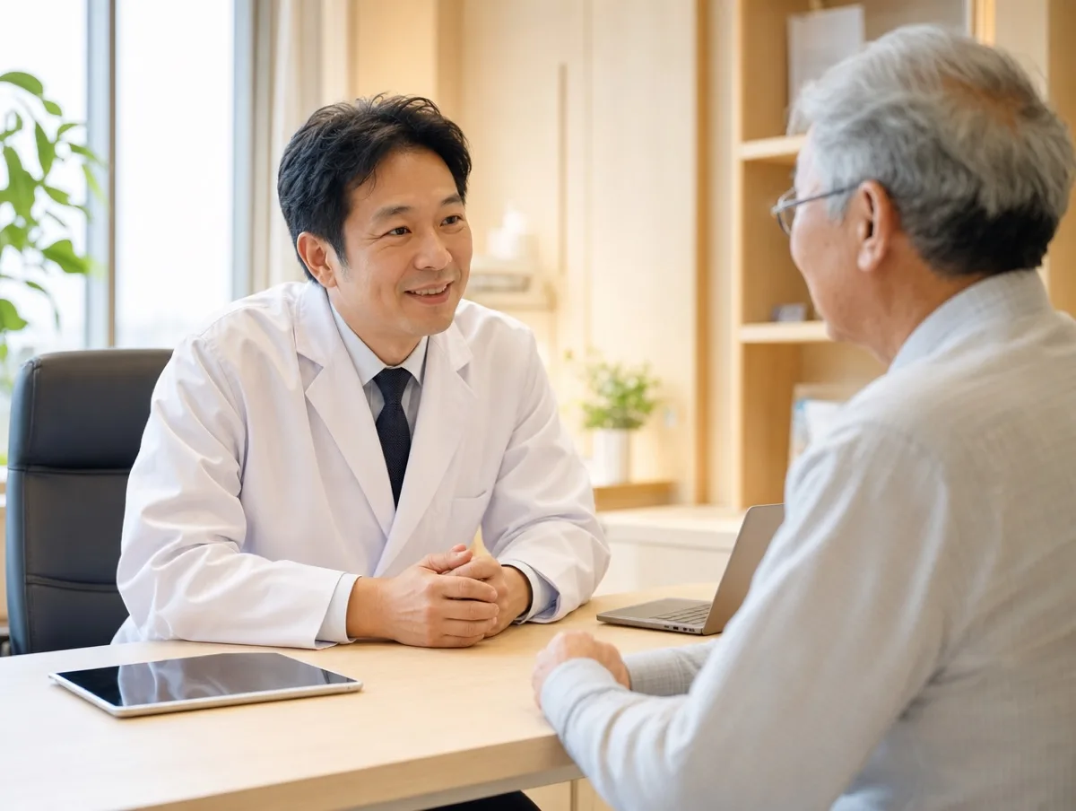 医師が患者と問診しながら音声で記録する様子